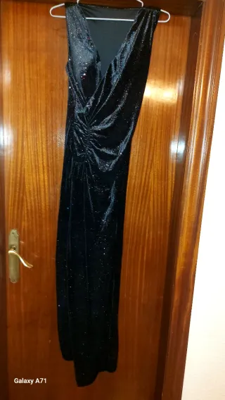 Vestido fiesta largo brillante mujer