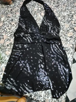 Top fiesta lentejuelas plateadas