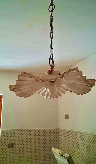 Lampadario Murano Vintage Vetro Oro Trasparente