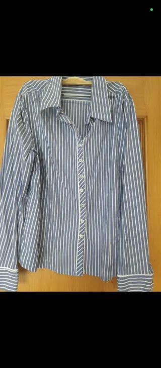 Camisa señora manga largas de listas con reborde