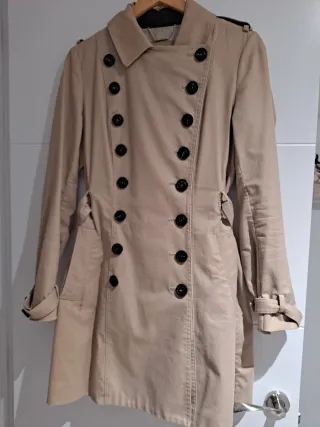 Gabardina Mango Beige Doble Botonadura talle S