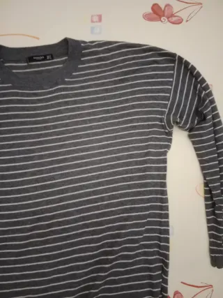 Jersey Mango rayas gris talla M