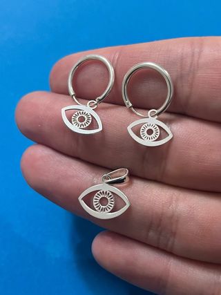 Lindos Conjunto Ojos Turcos Biselados Plata 925
