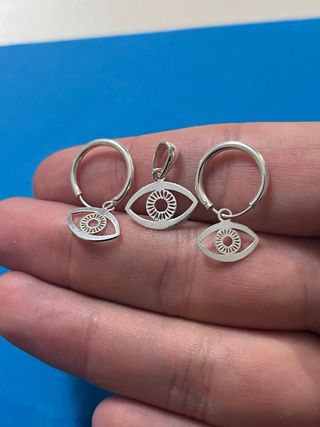 Lindos Conjunto Ojos Turcos Biselados Plata 925
