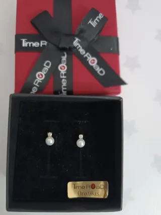 Pendientes perla y circonita Time Road 9kts
