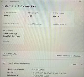 Portátil Dell Precision 5570 i7 RTX W11P