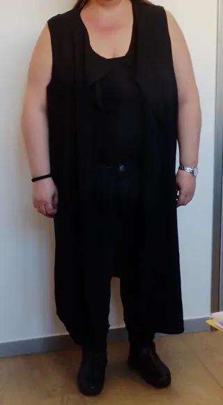 Chaleco largo negro mujer