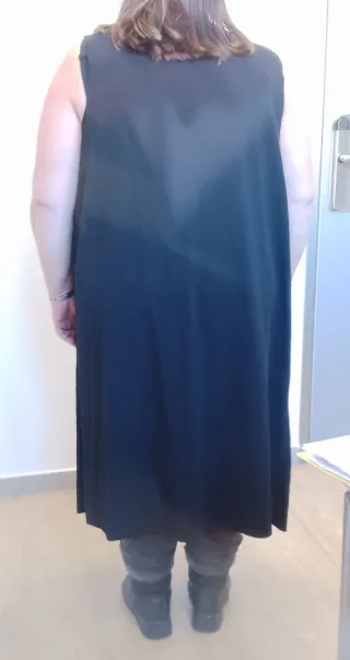 Chaleco largo negro mujer