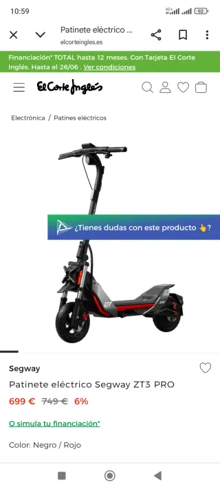 Patinete eléctrico Segway ZT3 PRO
