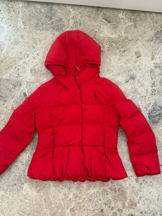 Chaqueta roja Ralph Lauren con capucha niña