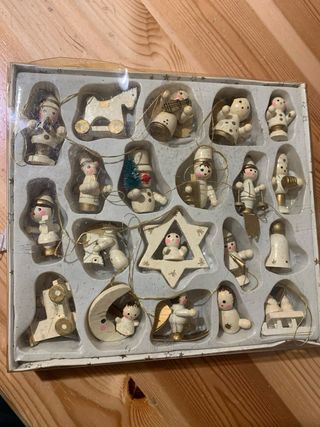 Decorazioni Natalizie Legno Bianco Oro