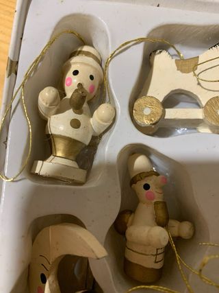 Decorazioni Natalizie Legno Bianco Oro