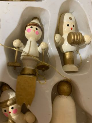 Decorazioni Natalizie Legno Bianco Oro