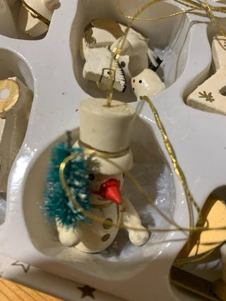 Decorazioni Natalizie Legno Bianco Oro