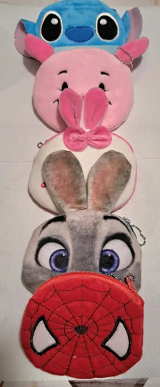 Portachiavi con zip Stitch, Piglet, Judy, Spiderma