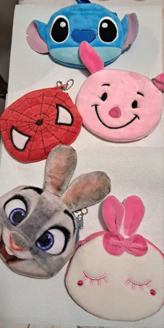 Portachiavi con zip Stitch, Piglet, Judy, Spiderma