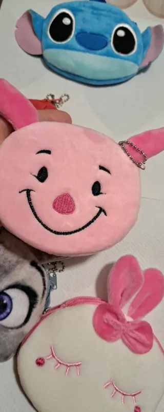 Portachiavi con zip Stitch, Piglet, Judy, Spiderma