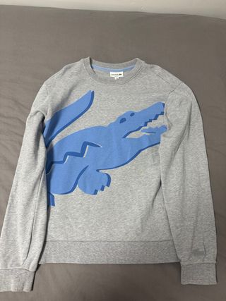 Sudadera Lacoste Gris con Cocodrilo Azul