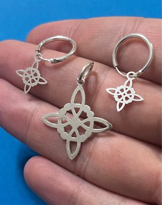 Mistico Conjunto Nudos De Brujas Plata De Ley 925