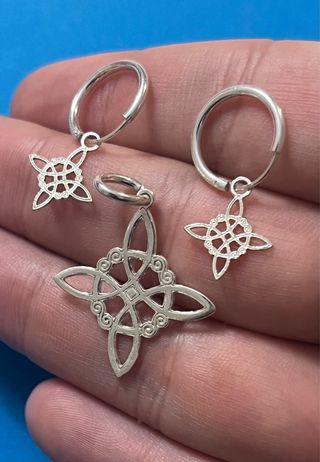 Mistico Conjunto Nudos De Brujas Plata De Ley 925