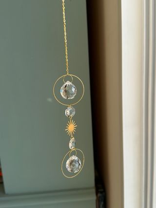 Cataluce a doppio sole in cristallo e metallo dorato