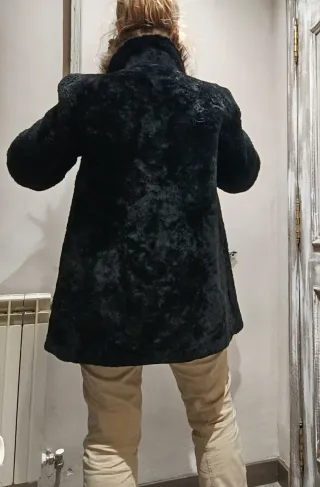 Abrigo borrego pelo lujo vintage cuello pelo