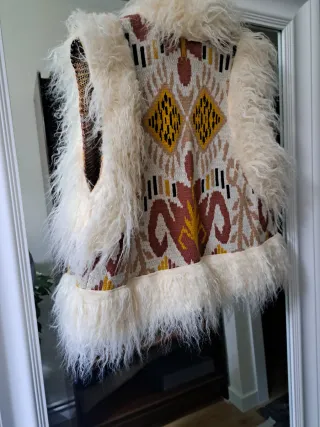 Chaleco étnico punto y pelo multicolor