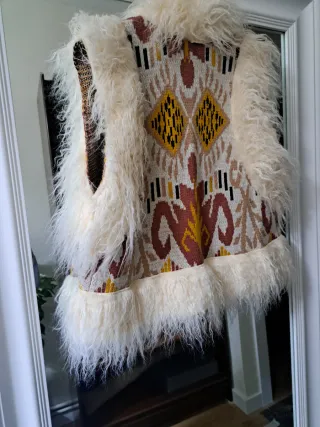 Chaleco étnico punto y pelo multicolor