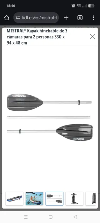 Kayak hinchable MISTRAL® para 1 o Dos personas