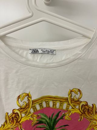 Camiseta Zara Estampada Frutas Barroco Talla L