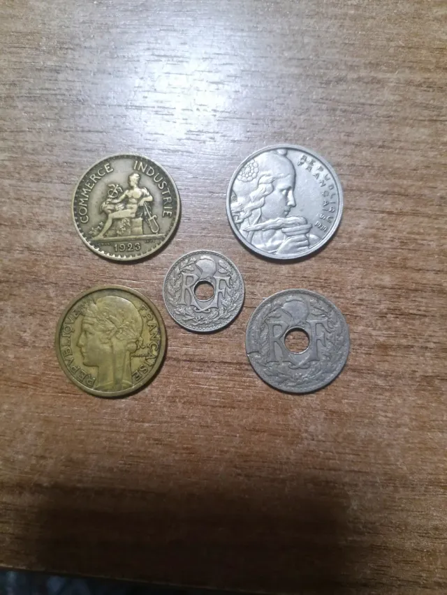 Lote de 5 monedas de Francia