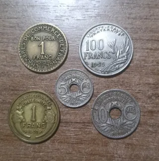 Lote de 5 monedas de Francia