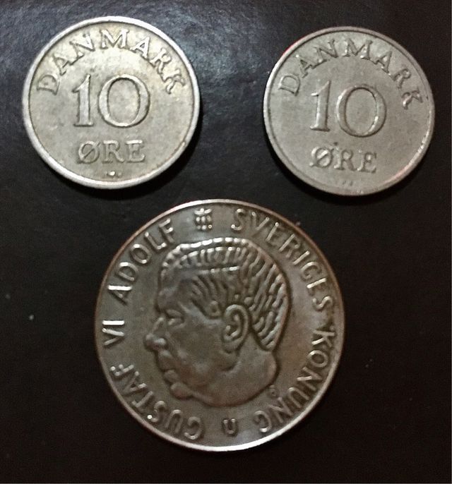 3 Monedas Dinamarca y Suecia