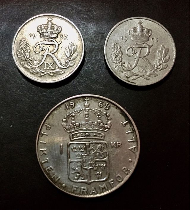 3 Monedas Dinamarca y Suecia