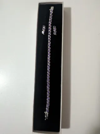 Pulsera y pendientes de plata de ley