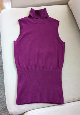 Conjunto cárdigan y top cuello alto magenta Mango