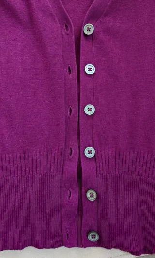 Conjunto cárdigan y top cuello alto magenta Mango