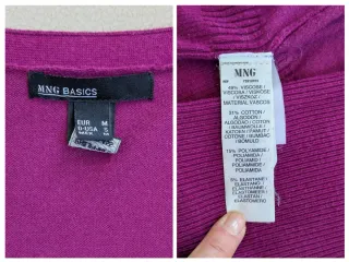 Conjunto cárdigan y top cuello alto magenta Mango