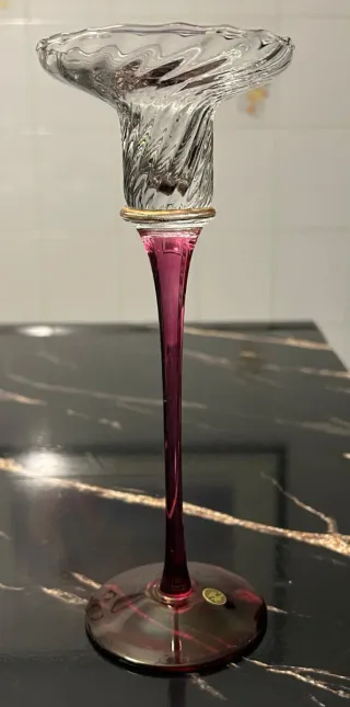 Porta candela in vetro e metallo