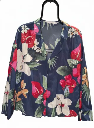 Camisa Zara Estampado Floral Azul