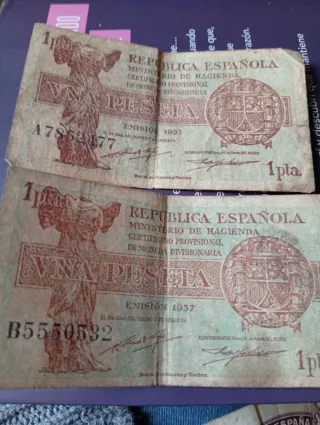 Billetes 1 Peseta República Española 1937