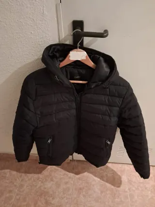Anorak Zara Negro Plumas Muy Abrigo