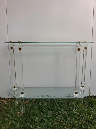 Tavolino da Salotto in Cristallo e Oro