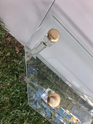 Tavolino da Salotto in Cristallo e Oro