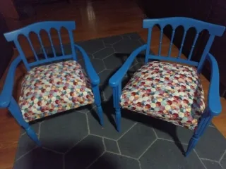 Coppia poltroncine legno restaurate