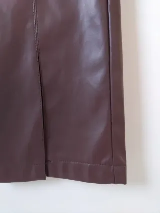 Pantaloni dritti in PU SHEIN marrone