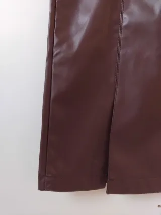 Pantaloni dritti in PU SHEIN marrone