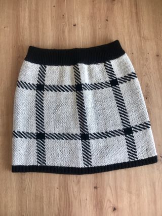 Minifalda punto cuadros blanco negro talla única