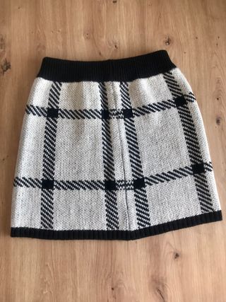 Minifalda punto cuadros blanco negro talla única