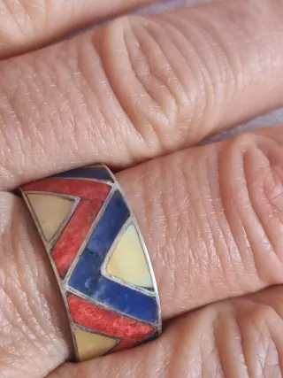 Anillo Plata 950 Piedras Multicolor